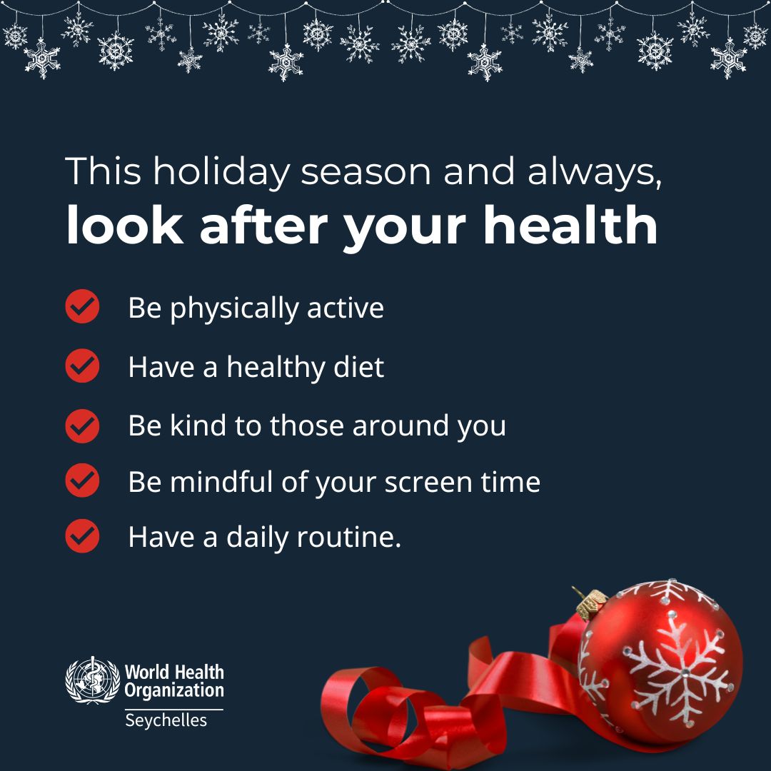 WHOSeychelles's tweet image. Stay merry and healthy this holiday season.