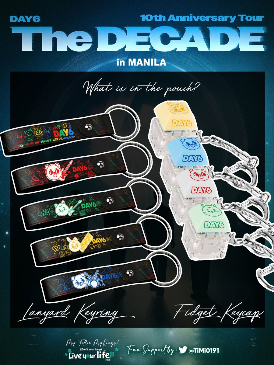 TiMi0191's tweet image. Day6 The Decade in Manila fan support by @TiMi0191 

Blind Pouch
Inside the Pouch: Day6 themed Scrunchies, keyring, Bandana, Keycaps, UV DTF Sticker and Etc.

🍀 Strictly 1:1 please 
🍀 Limited Quantity

See you mydays!

 #TheDecadeinManila #Day6inManila