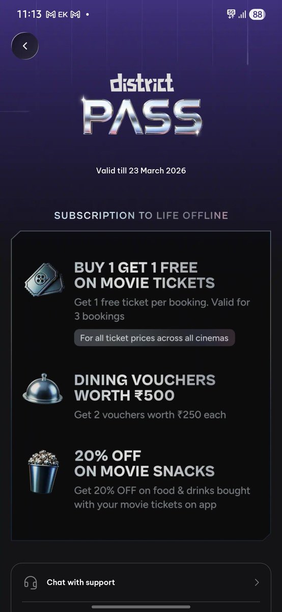 CatchMeAbhiOrb's tweet image. ₹99 🔥
That’s not a typo.
That’s the entire cost of District Pass.

And somehow people still ignore it. 🤦‍♂️
Here’s the savage math they don’t want you to do 👇

🎬 B1G1 on movie tickets
3 bookings = 3 free tickets
Even at ₹250 a ticket, you’re robbing the system blind. That's