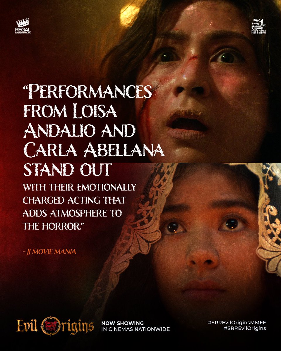 RegalFilms's tweet photo. Nakakatakot. Nakakatuwa. Nakakaproud.

Salamat sa mainit na pagtanggap at reviews para sa SRR EVIL ORIGINS.

Para sa bawat Pilipinong mahilig sa kwentong atin—kita-kita sa sinehan. ❤️
#SRREvilOrigins #SRREvilOriginsMMFF #MMFF51 #MMFF2025 #FilipinoHorror https://t.co/FuIELwnvlI