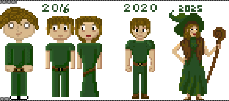Calaverd1's tweet photo. I was checking some files, and found some old pixel art. I decided to do a quick sketch to compare. Is amazing how much one can improve in 10 years, and would be more impressive if I practiced pixel art more often. 😅 https://t.co/FYKrdPegCN