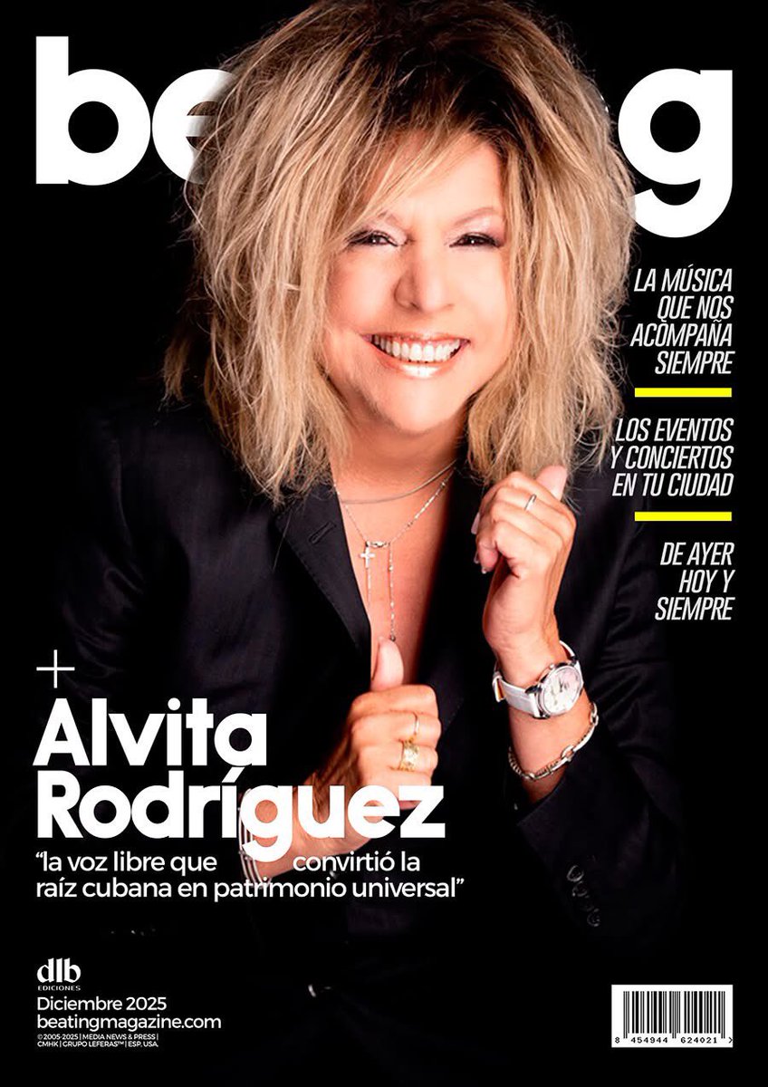 BeatingMagazine's tweet photo. Albita Rodríguez, portada en Beating Magazine diciembre 2025. Mira el reportaje completo aquí: https://t.co/TJzbb7t3YM @dlbnoticias 
.
Portada: @albitacantante 
Diseño cover: @leonfernandezoficial
Foto: Disclaimer: Las imágenes
utilizadas son propiedad de sus respectivos autores https://t.co/rbaWwstyoZ