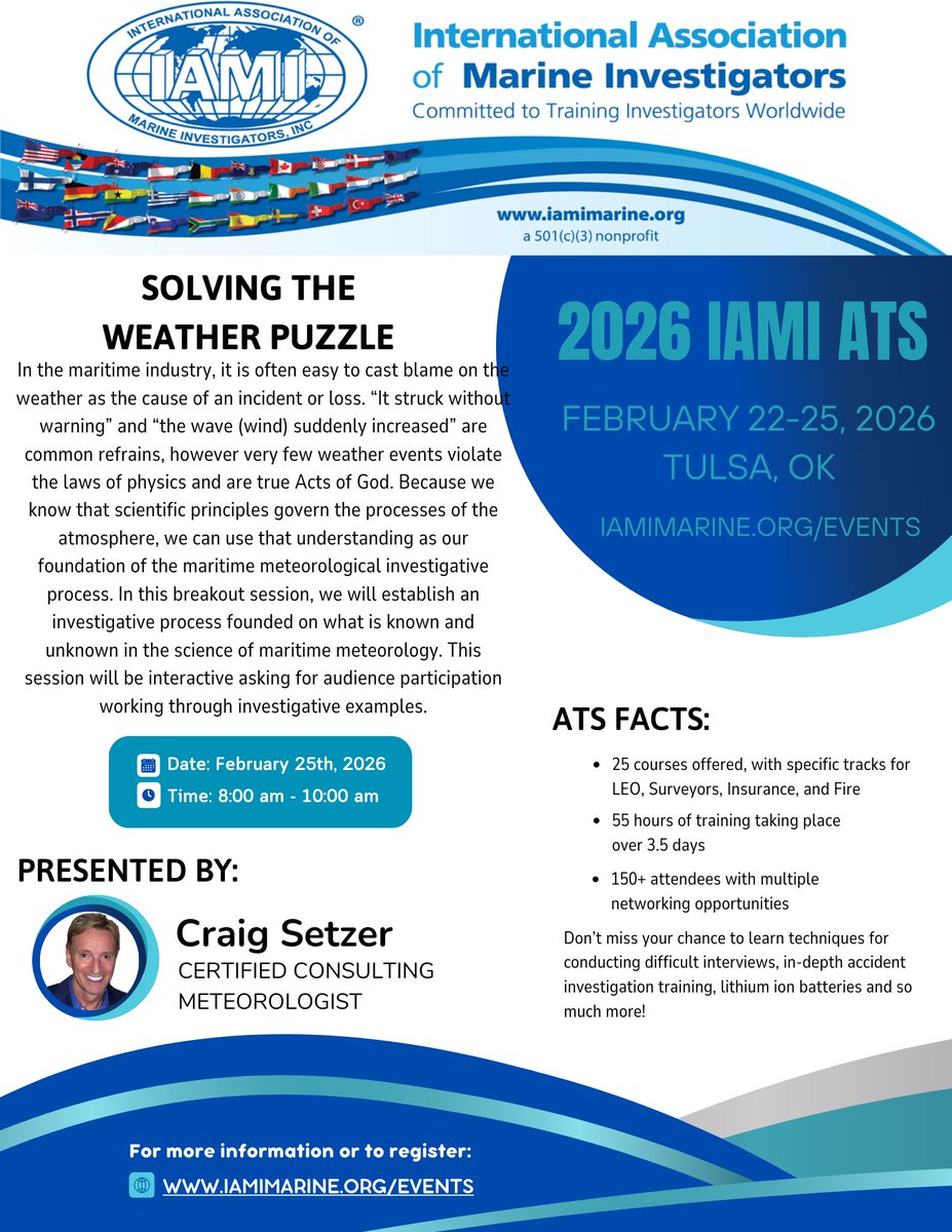 Is your maritime incident really a result of a storm that came out of nowhere,  or a storm 3 days in the making? Join us for the 2026 ATS in Tulsa OK 2/22-25/2026  iamimarine.org/ats  #IAMIMarine  #MarineFraud #MarineInvestigations #MarineSurveyor #MarineInspection #Weather