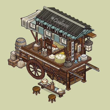 Bun &amp; Tea Food Cart 🥟🍵
Ancient Chinese Mini Series 3/3

Built on <a href="/habboxfrance/">Habbox</a> 
#retrobuilds
