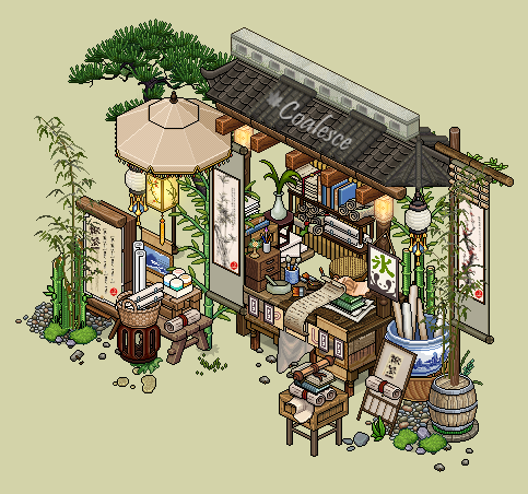 Scrolls &amp; Painting Store 📜🖌️
Ancient Chinese Mini Series 1/3

Built on <a href="/habboxfrance/">Habbox</a> 
#retrobuilds