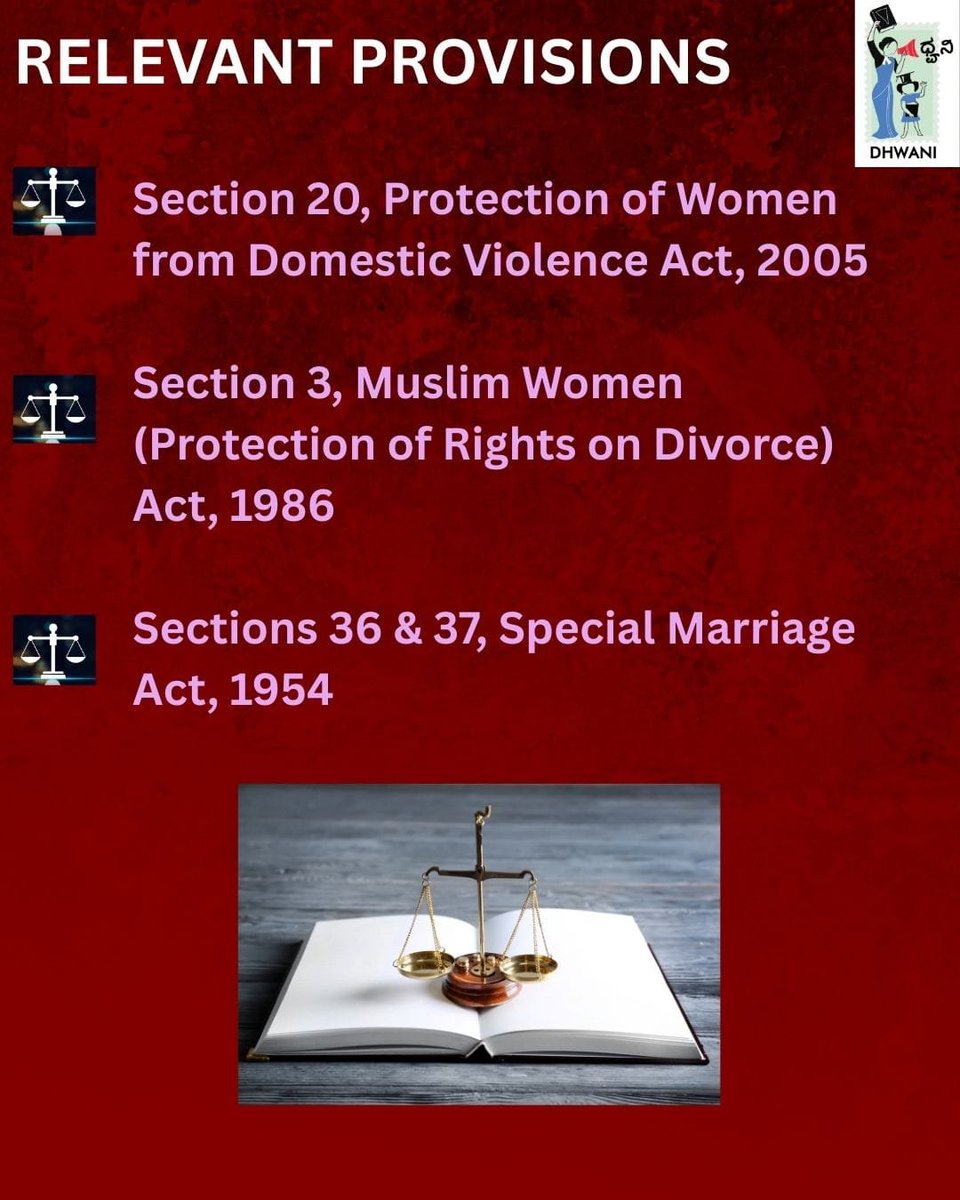 DhwaniLegal's tweet photo. KNOW YOUR RIGHTS!
Supreme Court in the Rajnesh v. Neha judgement has provided Guidelines on Maintenance stating Maintenance is a legal obligation. 
A person has to provide financial support to certain dependents (spouse, children, or parents).  PART 1 #maintenance #supremecourt https://t.co/CD0qJtGiZx
