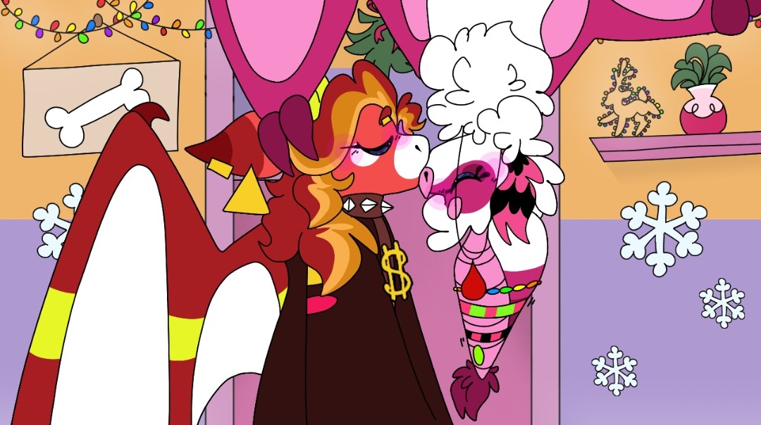 HAPPY HOLIDAYSSS AND HERE ARE SOME CHRISTMAS KISSESSSS 💜🧡, 🩶💚 , 💙🖤, ❤💗
#smilingcritters #SmilingCrittersAU #NightmareCritters #NightmareCrittersAU #dogday x #catnap, #Touille x #allistergator,  #craftycorn x #Babachops, #RabieBaby x #SimonèSmoke