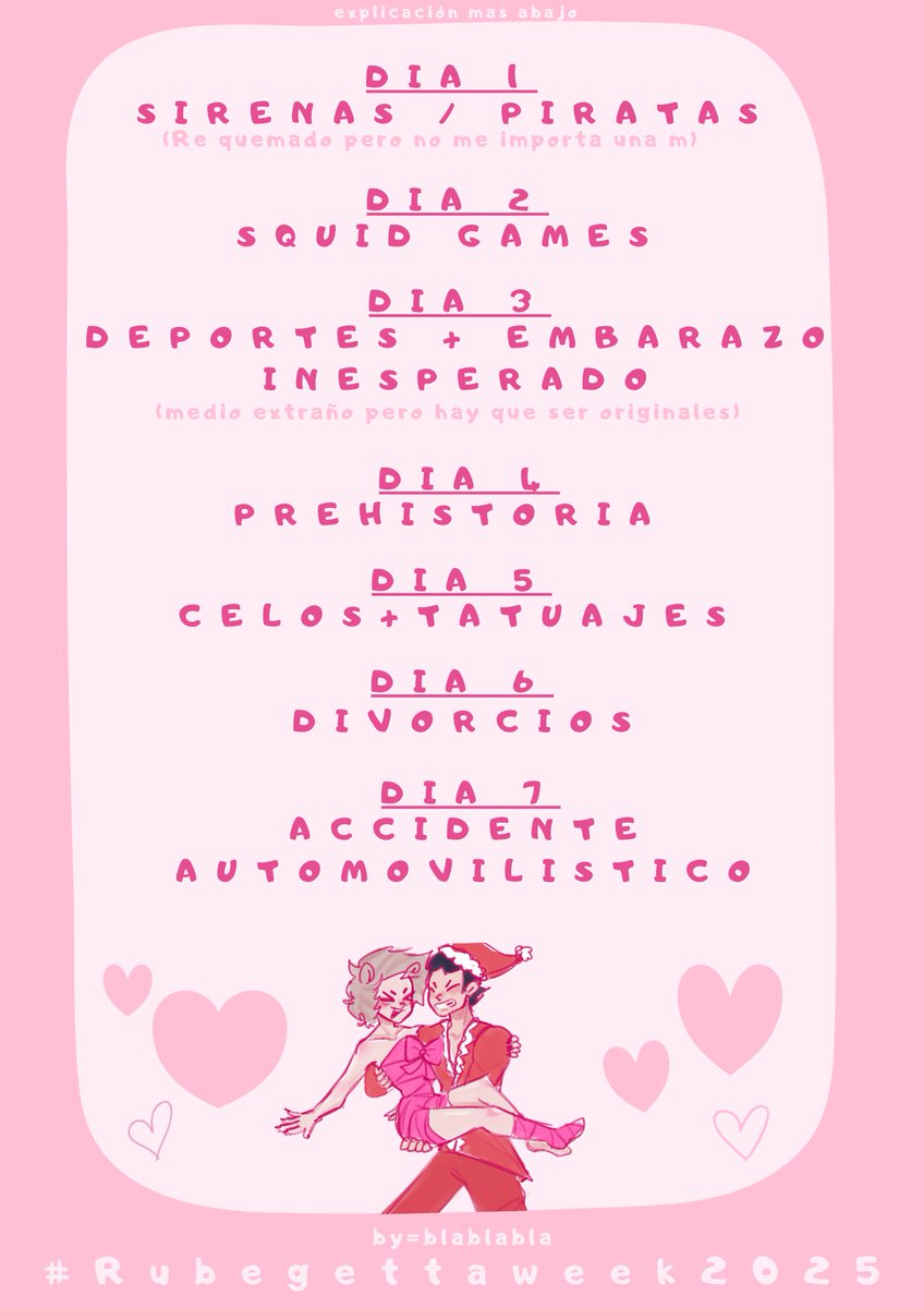 HOLA CHICOS.
INAUGURO LA #Rubegettaweek2025 porque quiero contenido y estoy bien al pedo.

#rubegetta
PD= no pregunten que carajo es el dia 3, dejenme en paz si igual lo voy a hacer yo sola nomas ENTONCES HAGO LO QUE SE ME CANTE OK.

Feliz navidad