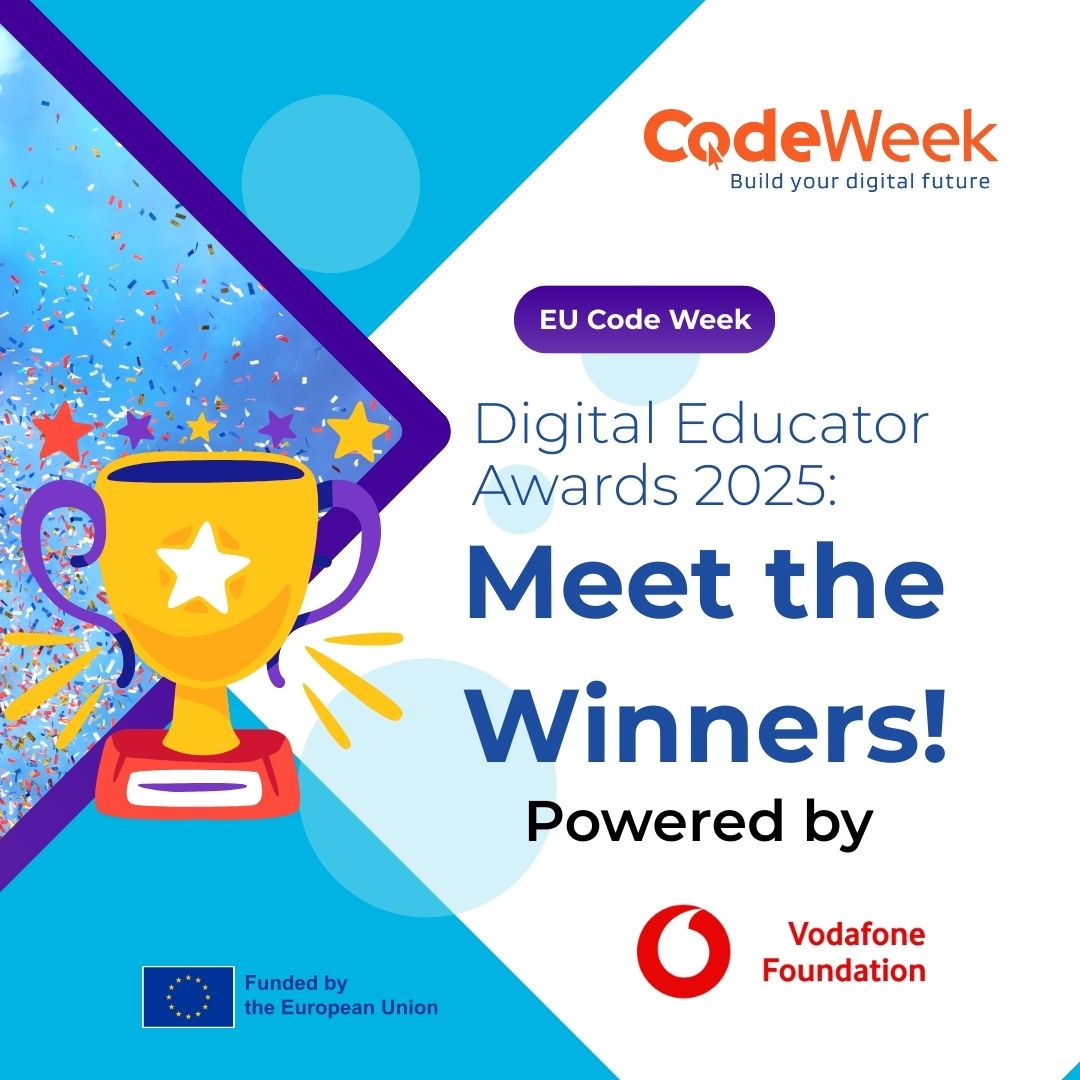 🏆 The #CodeWeek Digital Educator Awards 2025 winners are here!

Powered by <a href="/VodafoneFdn/">Vodafone Foundation</a>, these inspiring educators brought coding to life through creativity, inclusion &amp; innovation 💻🎨🌱

👏 Meet the winners: codeweek.eu/blog/code-week…

#CodeWeekEU #DigitalEducation