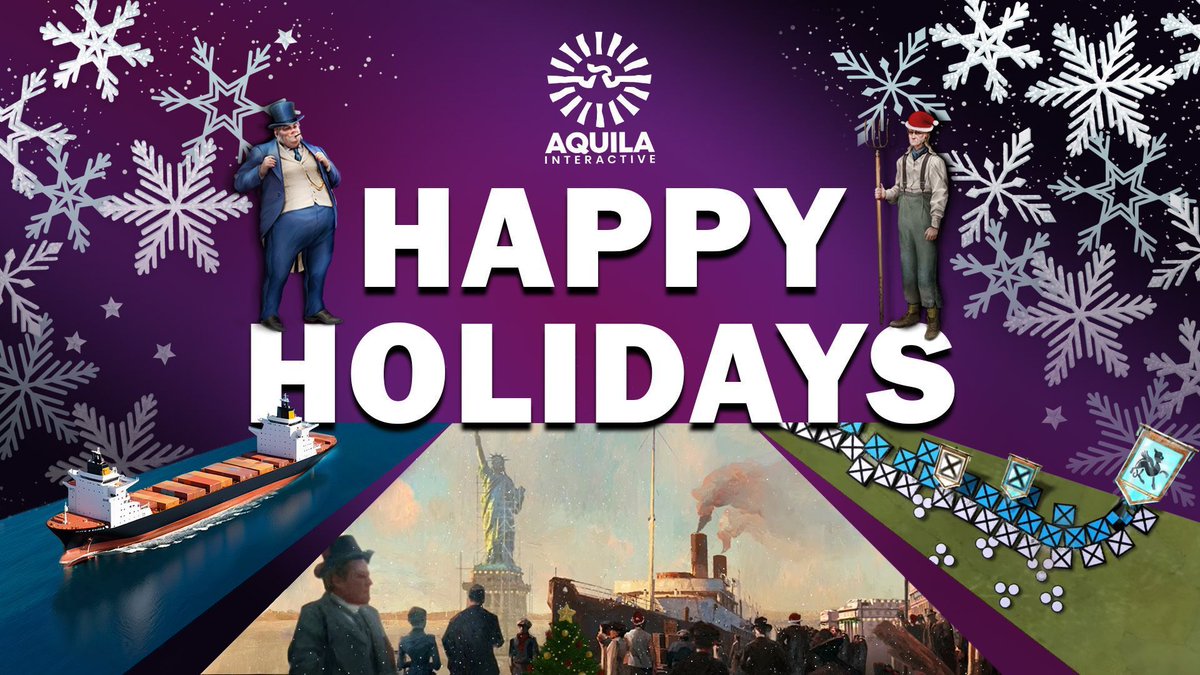 From all of us at Aquila Interactive, we want to say happy holidays 🎉!

What a year
✅<a href="/GildedDestiny/">Gilded Destiny</a> signed with @HoodedHorse
✅We released <a href="/GlobalMagnates/">Global Magnates</a>
✅We signed Carthage: Bellum Punicum

We can't wait until next year 🍾

#HappyHolidays #IndieDev #Publisher