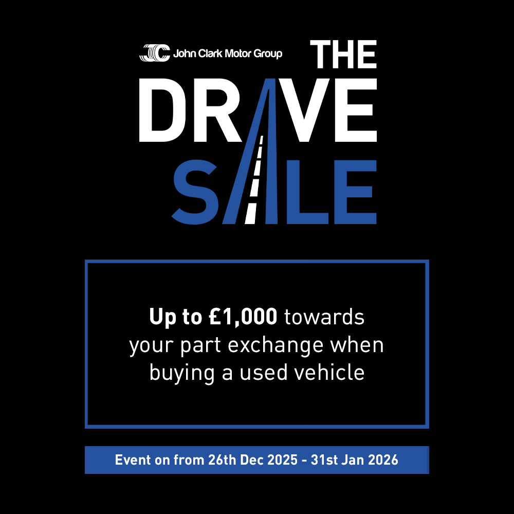 JohnClarkSelect's tweet photo. Our Drive Sale Event is NOW ON, with exclusive deals available until 31st January 2026.

✅ Take advantage of up to £1,000 towards your part exchange when buying a used vehicle* 

https://t.co/M6EFIkG1AT

___
*T&amp;Cs Apply.  Offers valid between 26th December and 31st January 2026. https://t.co/WOc82pMSyc