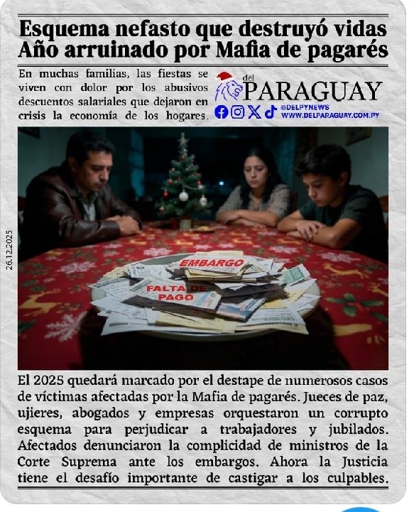 El PEOR VIRUS Q ANIQUILÓ A
LA SOCIEDAD PARAGUAYA
Un grupo de auxiliares de la ley, juzgados, abogados, ujieres, en complicidad con la justicia arrasó con derechos, bienes y la libertad de ciudadanos indefensos, ante el aceitado esquema delictual que se ocupó de disimular,
