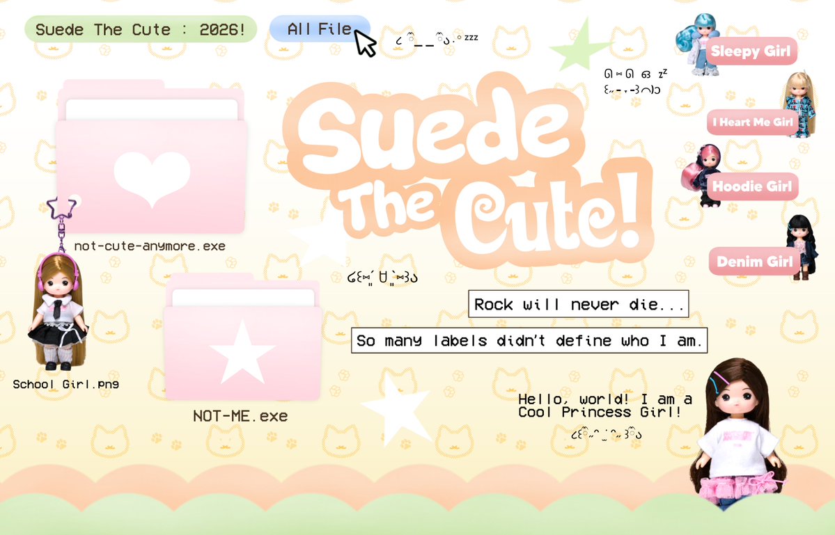 SuedeTheCute's tweet image. ⠀
𝘵𝘩𝘦𝘺 𝘬𝘦𝘦𝘱 𝘤𝘢𝘭𝘭𝘪𝘯’ 𝘮𝘦 𝘤𝘶𝘵𝘦 … ❊
──────────────
New labels: accepted. Yet, it still didnʼt define me like how Iʼm supposed to be defined. Perhaps horror thing seems exciting, ‘cause I might look adorable, but somehow I’m not_cute_anymore.
⠀