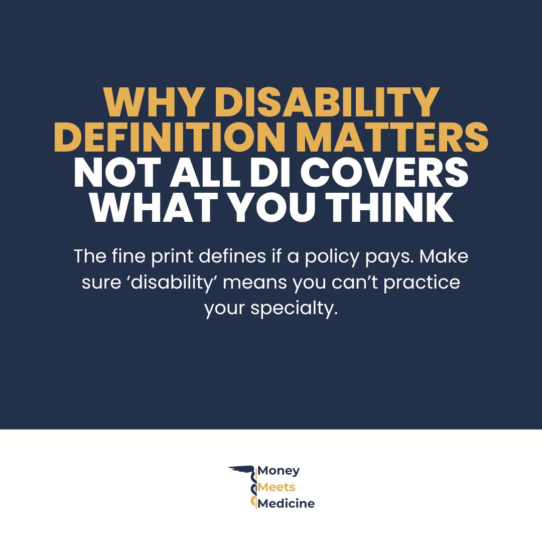 michael_MMMDI's tweet image. The definition of disability determines when a claim is paid. Make sure it protects your ability to perform your specialty, not just “any job.”

#ownoccupation #doctorinsurance #specialtyprotection #physicianfinance #disabilitydefinition