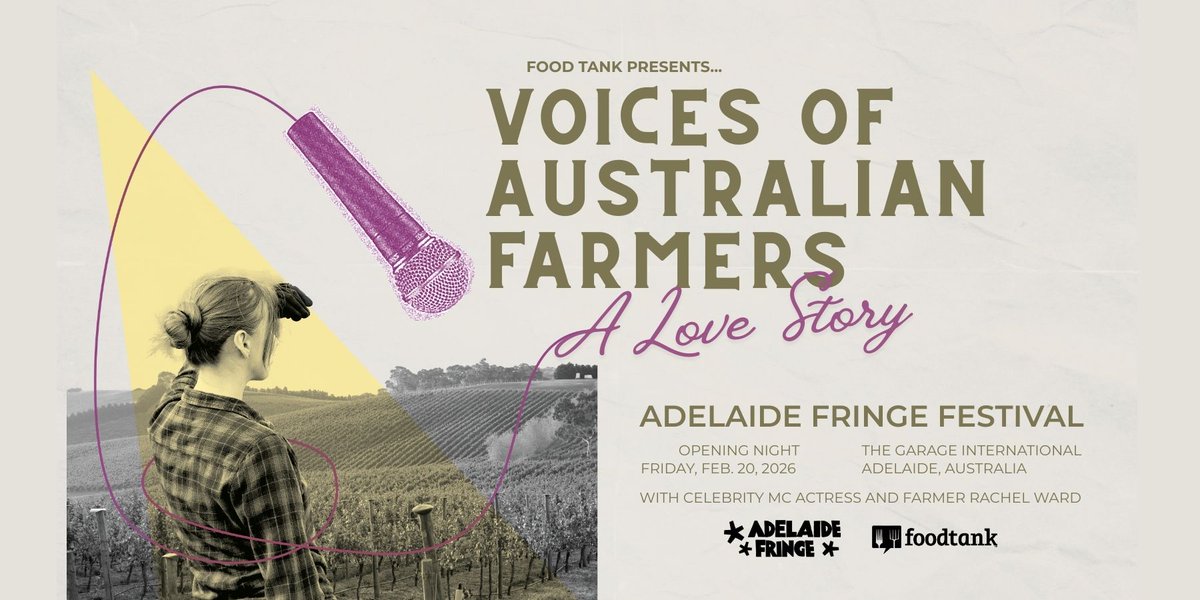 foodtank's tweet image. Our first Food Tank event in Australia!

Fresh off the sold-out success of A Night Honoring Our Farmers, led by Oscar nominee Stephanie Hsu at Climate Week NYC, Food Tank is bringing "Voices of Australian Farmers: A Love Story" to the Adelaide Fringe Festival on February 20th.…