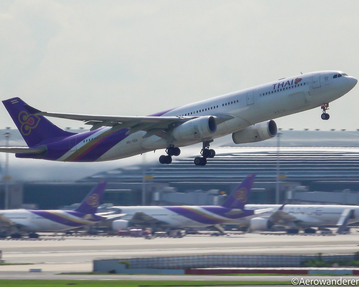 aerowanderer's tweet image. If not for the surge in demand for travel post COVID, these birds would have had the same fate as the company’s B747 &amp;amp; A380

This A330-300 HS-TEO is one of 6x metals in Thai’s fleet departing to Kathmandu as TG319. As of 15th December, this is parked at Bangkok Don Mueang
