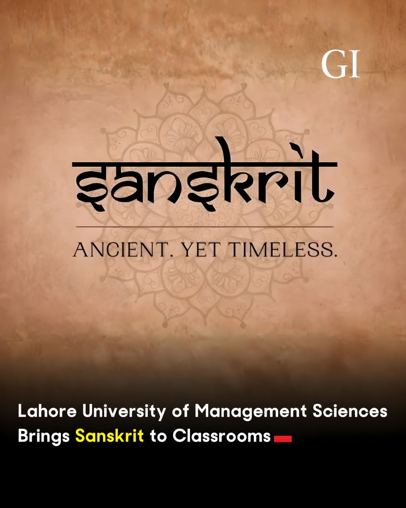 Historic First Since 1947: Pakistan’s Lahore University of Management Sciences brings Sanskrit to classrooms.

Read more : ow.ly/gohp50XLmue

#GlobalIndian #CulturalExchange #SanskritStudies #SouthAsiaStories #EducationBridges