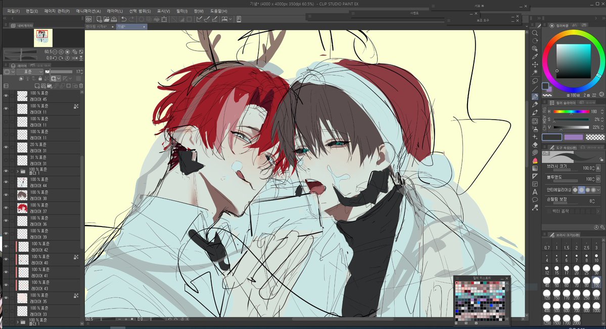 _0_O01's tweet image. 크리스마스 뒷북이라도 그려보는중...