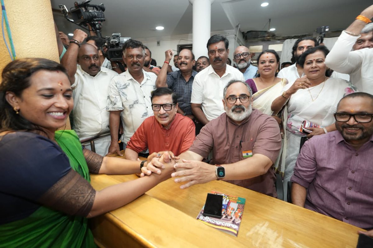 RajeevRC_X's tweet photo. Congratulations to Shri VV Rajesh on being elected Mayor of Thiruvananthapuram, and Smt. Asha Nath as Deputy Mayor !!

This is a historic moment of change in Kerala politics ! 

This victory stands on the unwavering commitment and sacrifice of generations of BJP karyakartas who worked under pressure, faced intimidation, and never gave up on Kerala or its people.

To our Balidanis, and to the thousands of karyakartas who endured violence and intimidation for decades yet stood firm in service of all Malayalees - this victory belongs to you.

The mandate is clear. The responsibility is greater.

The work begins now. 

Our goal is  #VikasitaThiruvananthapuram and  #PoliticsOfPerformance.