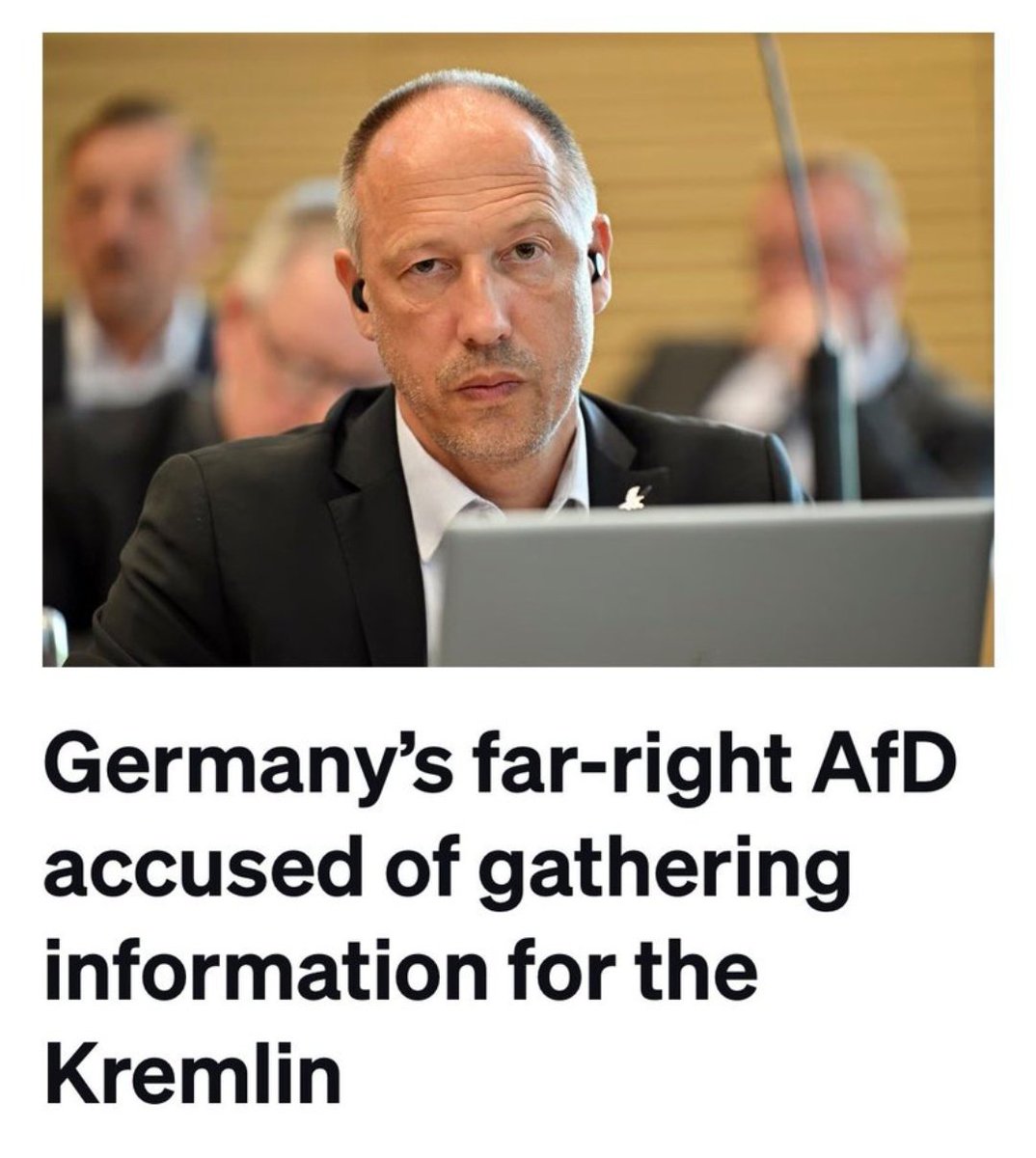 Germany's far right AfD are accused of gathering information on military capabilities and critical infrastructure for Russia. Hopefully nobody will remember me addressing their election rally in 2017, just before Nathan Gill took Russian bribes.