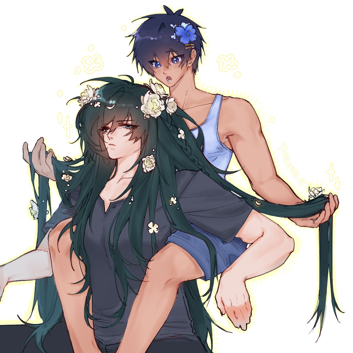 #yurinsagiweek2025 flowers in their hairrr