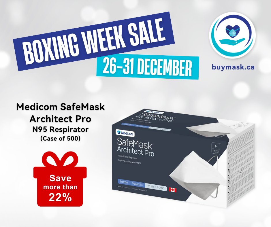 DonateMask's tweet image. The Medicom SafeMask Architect Pro N95 Respirator is made in Canada. 🇨🇦 The Medicom is a duckbill style mask that is available in two sizes. 😷 Until December 31, buy a case of 500 Medicom masks for only $75.92! 🎉

🛍️ buymask.ca/collections/bo…

#BuyCanadian #MadeInCanada #Sale