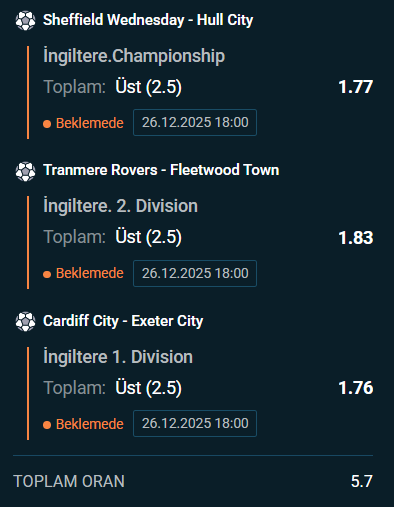 birkuponist's tweet photo. Kuponist Günün Kuponu sahnede👉5.7

Sheffield Wednesday - Hull City 2.5Üst
Tranmere Rovers - Fleetwood Town 2.5Üst
Cardiff City - Exeter City 2.5Üst

Telegram 👉https://t.co/IDnPg7RS5e

#bet #bahis #bonus #freebet #freespin #Championship https://t.co/mdFLKLDp3m