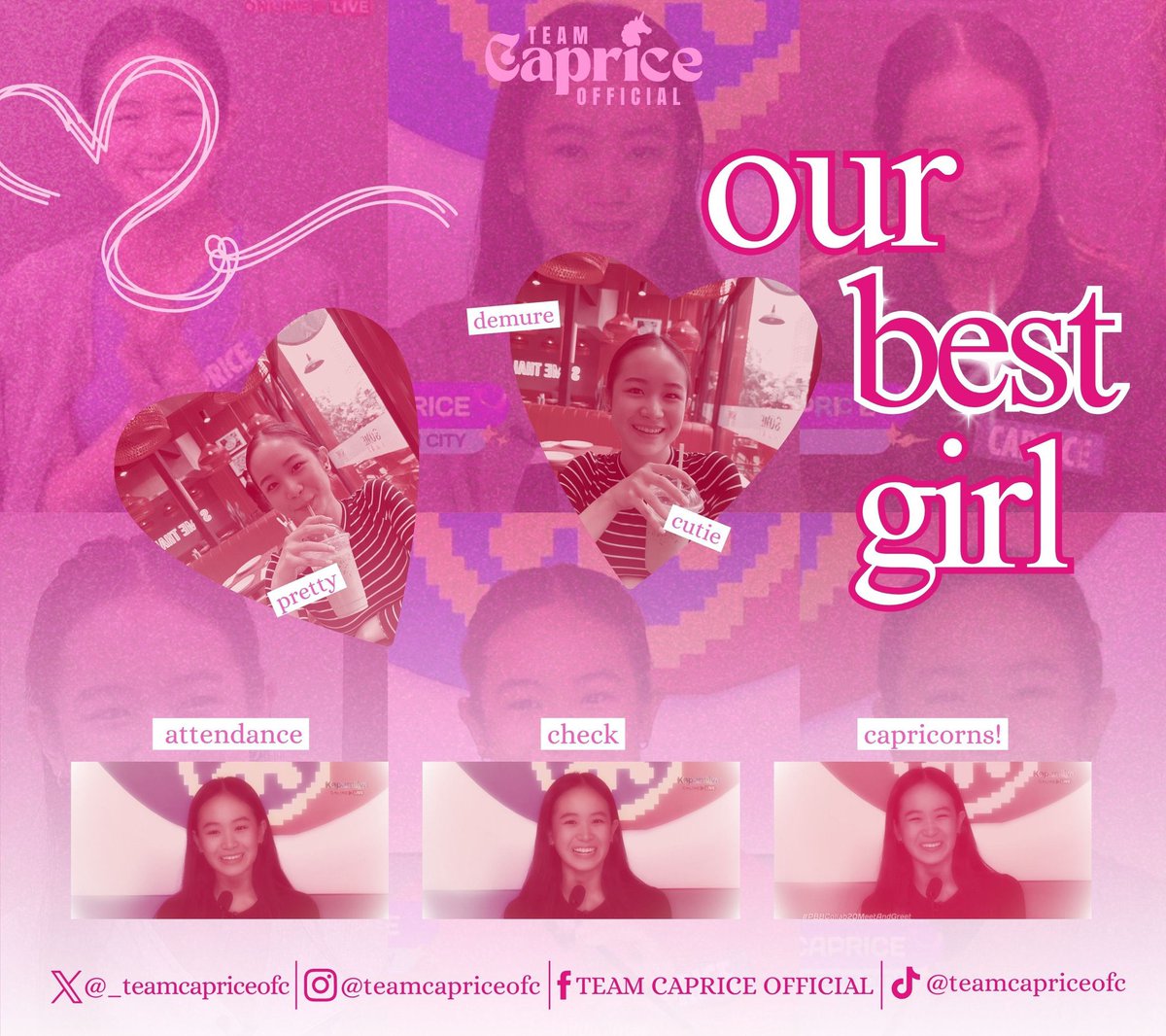 captrendsetter's tweet image. ATTENDANCE CHECK!  

Reply “Our best girl” as many as you can with our official tagline to show support to our Super Cap.

MERRY CAPRICEMAS