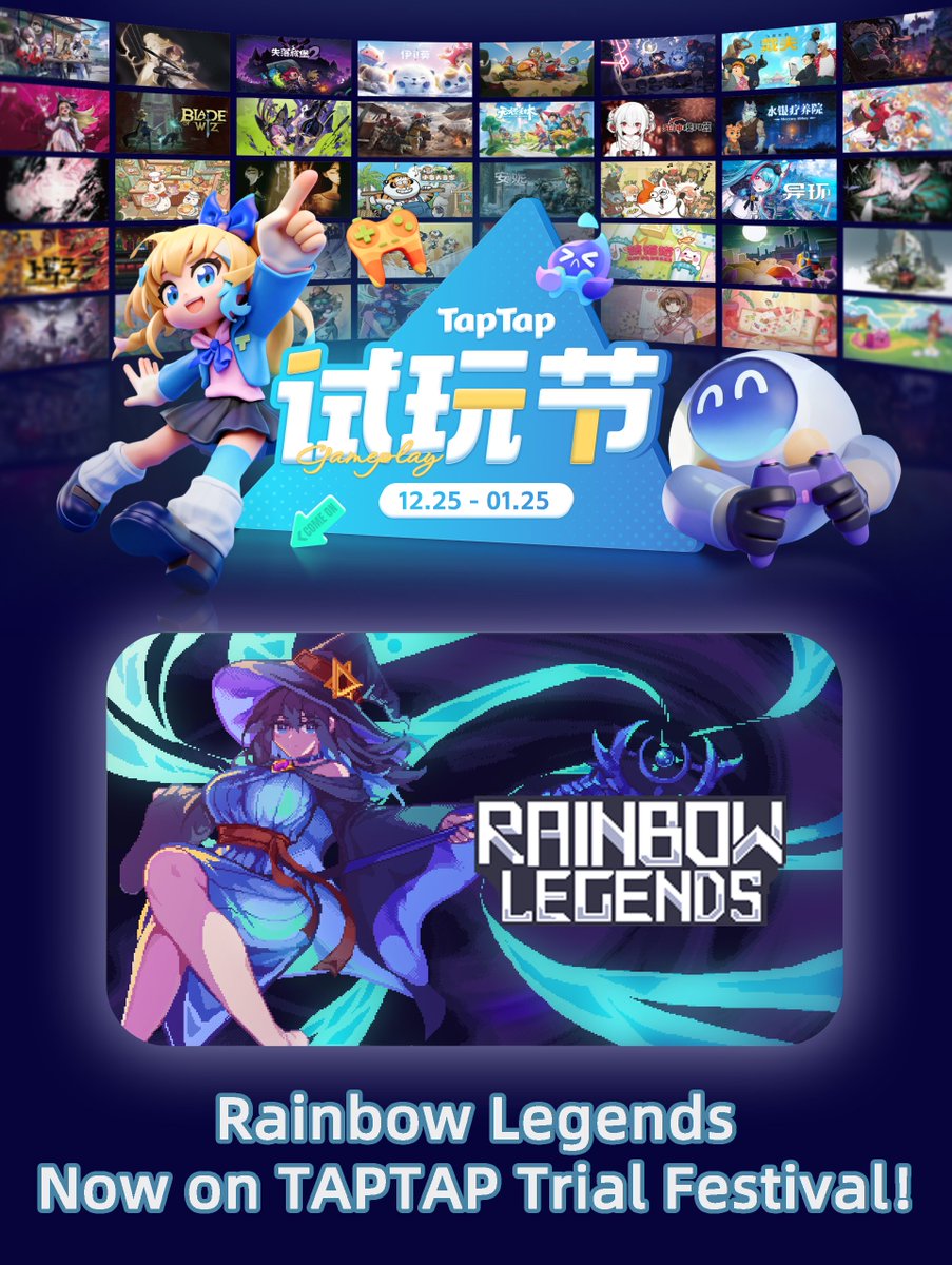 Rainbow Legends Now on TapTap Trial Play Fes!

We are pleased to inform everyone that 'Rainbow Legends' has now joined the TapTap Winter Trial Festival!

Event time: 2025 December 25th to 2026 January 25th

Welcome all players to come and try it out!