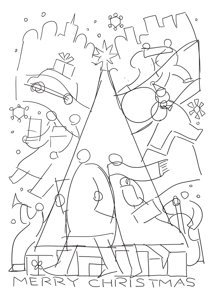 先日あげたクリスマスイラストの制作過程です。
大ラフ、ラフ、カラーラフ、本番です☺️
実際のお仕事でもこの4段階でクライアント様にご確認頂くことが多いです(お急ぎの案件などではラフと本番の2段階になることもあります) 
