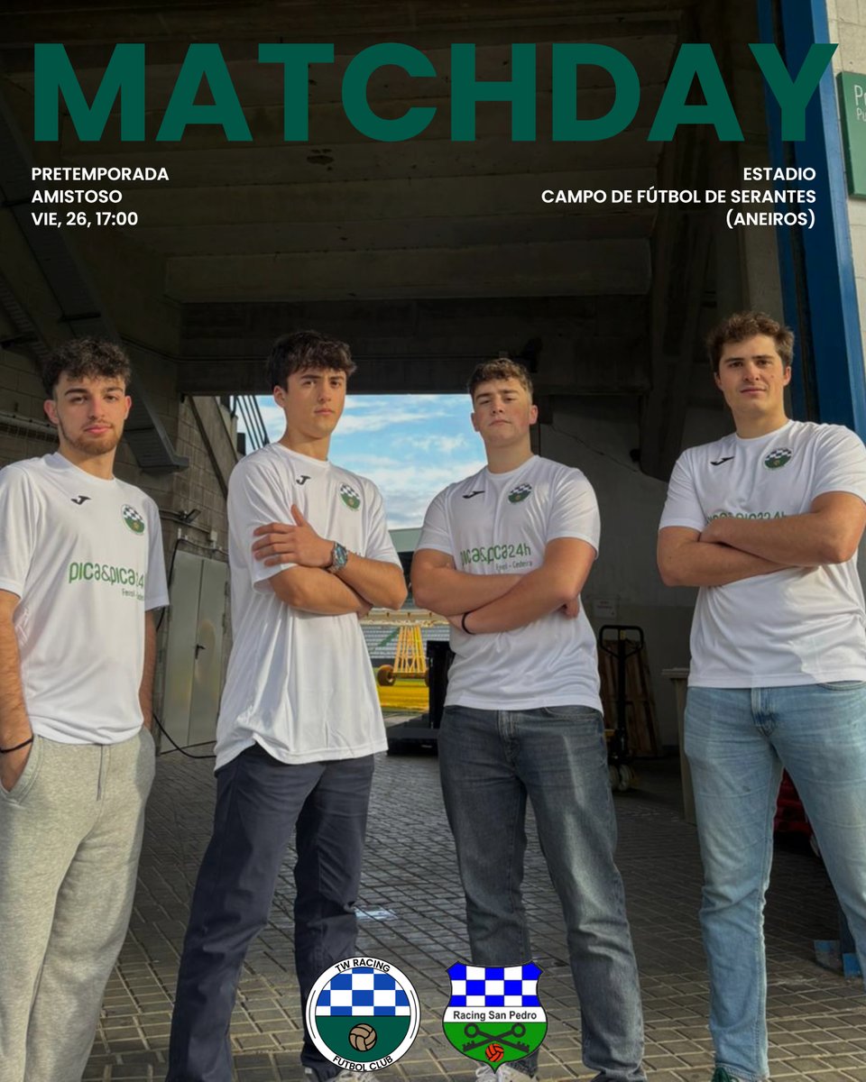 ⚽️DIA DE PARTIDO⚽️

Nos vemos a las 17:00 en Aneiros, racinguistas  💚🤍

#TWRacingFC #SanPedroTWRacing