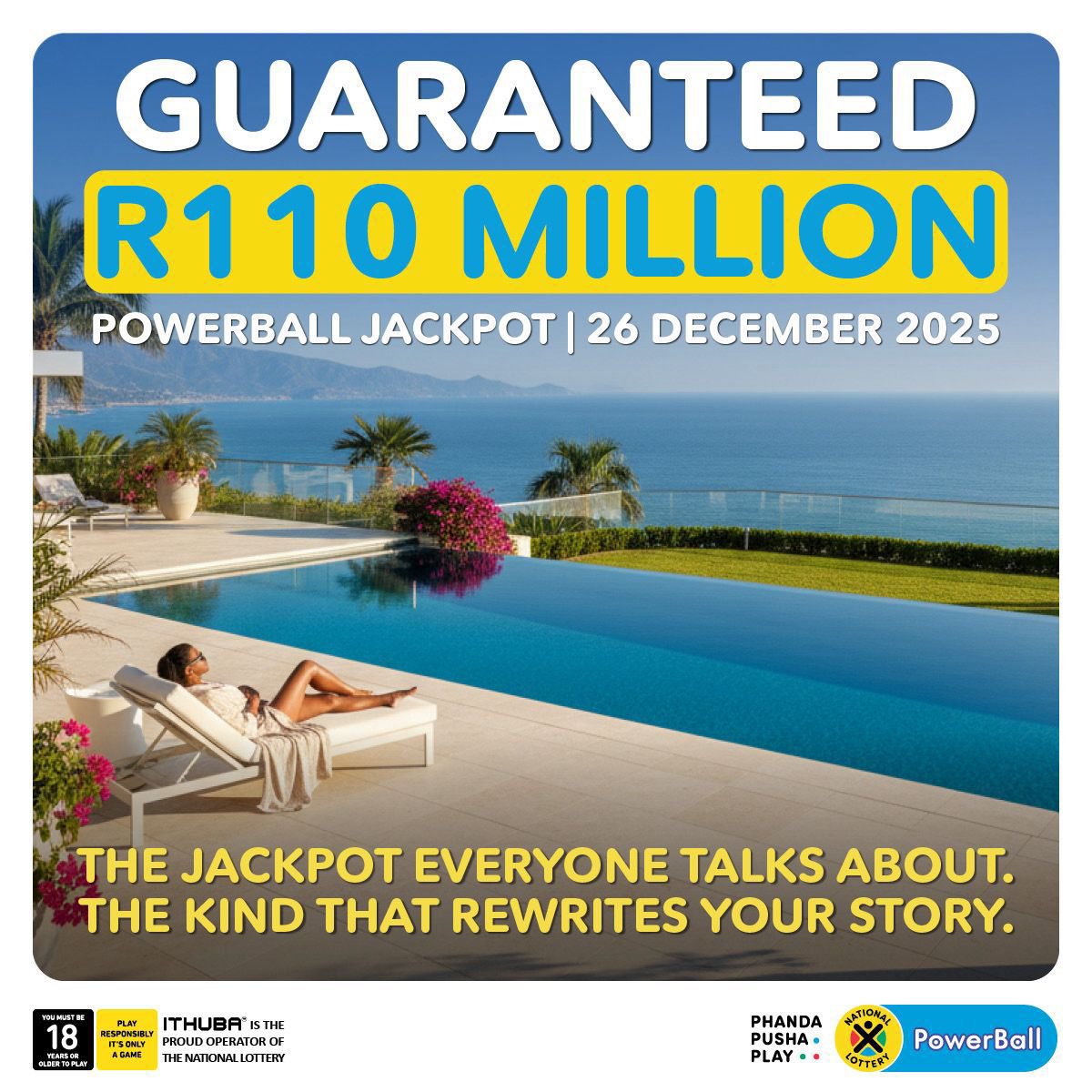 thatgentcebo's tweet image. #ad | Make this festive moment count today🙂‍↕️🤑
Play NOW in-store,
on nationallottery.co.za, the mobile App, via your banking app, or dial
*120*7529#.
#FestivePhanda
#GuaranteedR110Million
#PowerBallSA