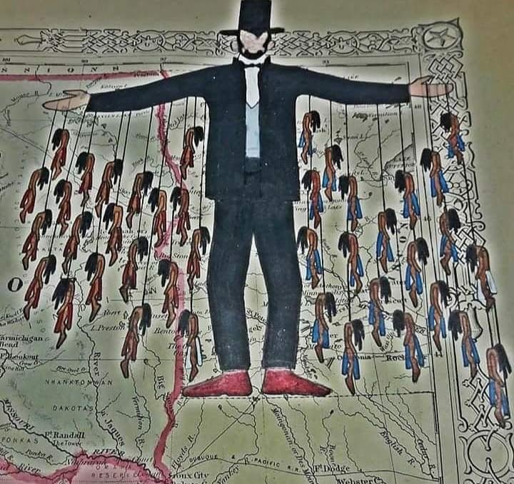 SpottedElk7's tweet image. On this day in history, Abraham Lincoln ordered the largest mass hanging! 38+2 Dakota Warriors were hanhed in Mankato Minnesota! Their crime? Stealing a cow to feed their people that Indian Agents were starving! Hell was made for your presidents! 
#Dakota38+2 
#weareStillhere