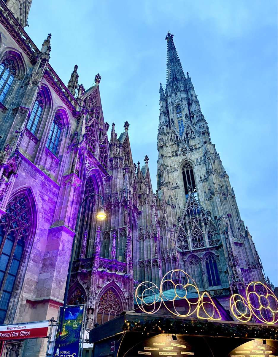Takuma__Ishii's tweet image. 冬のウィーンのシュテファン大聖堂です🙌いつ見ても壮大で厳かな気持ちになるシンボルです😌ライトアップが綺麗💡
日本の建物で例えるなら東京タワーや東京スカイツリーかな？🗼東京駅かな？法隆寺五重塔？🏯姫路城？清水寺？🦆厳島神社？⛩️パッと考えるだけで沢山思い浮かぶから日本ってすごいな🇯🇵👏