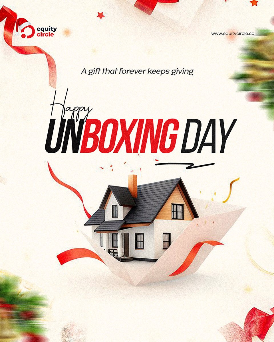 Equitycircle_'s tweet photo. While the season is about giving, the smartest gift is ownership. Unbox peace of mind, growth, and legacy with real estate❤️

Happy Boxing Day 🎄🏠

#realestateinlagos #realestate #realestatecompany #realtor https://t.co/u2A4RHOtXN