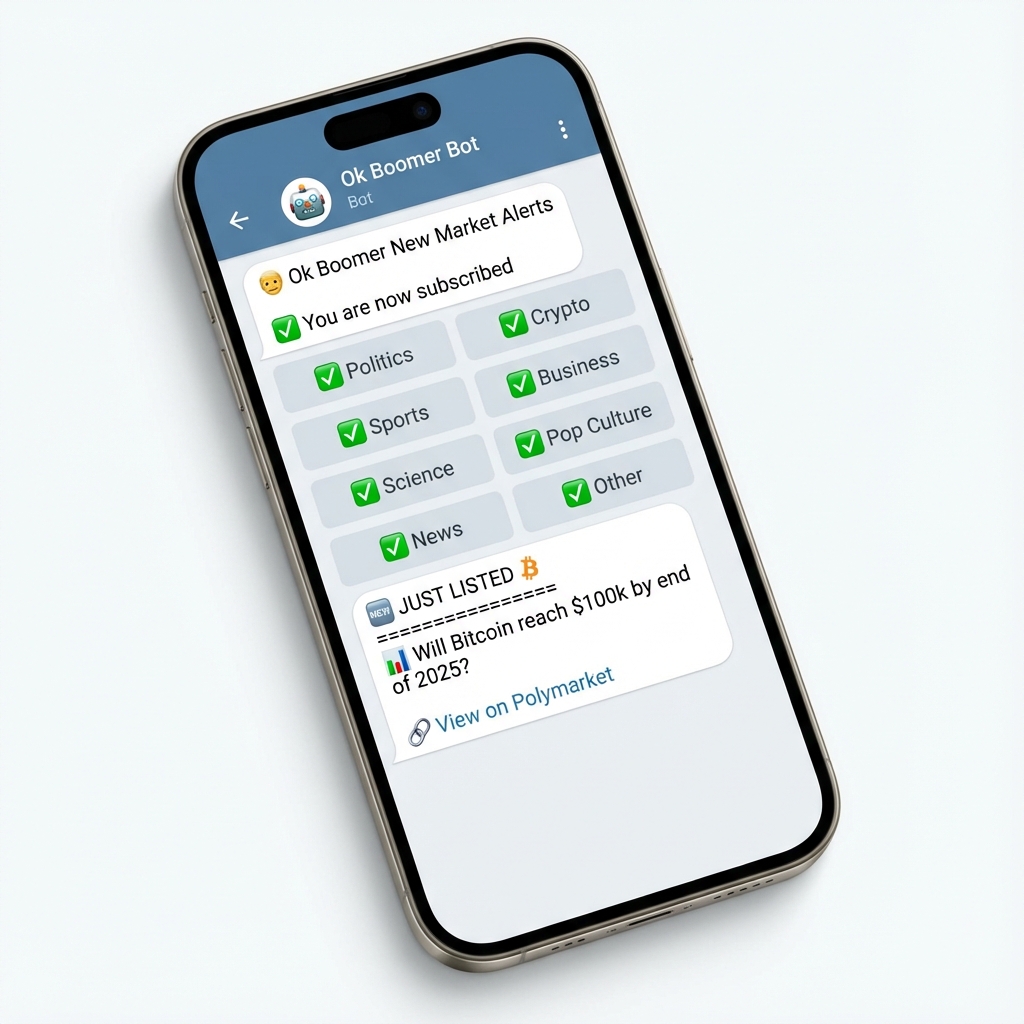 We3DAO's tweet image. [ Boomer ]

Boomer bot is now live on telegram 

what does it do ?

- Track new listings on polymarket as soon as they are live.

more features will be coming soon

no token/will never launch