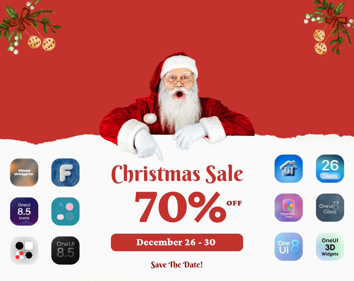 AndroidTools3's tweet image. 🎄 CHRISTMAS SALE IS LIVE! 🎅🔥

Enjoy a massive 70% OFF on premium apps &amp;amp; icon packs ✨  
This is the biggest deal of the season — don’t miss it!

play.google.com/store/apps/dev…

🎁 Giveaway Alert 🎁
We're giving away 5 promo codes to lucky winners!

How to Enter:

Like &amp;amp; Retweet this…