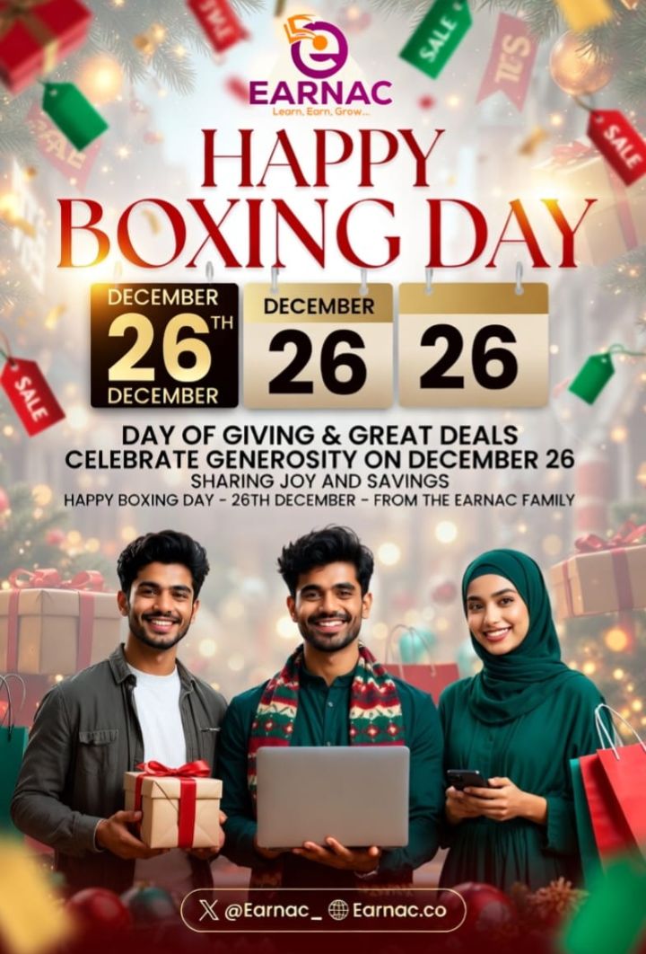 ProfitableSp's tweet photo. **Happy Boxing Day 🎁✨
A day of giving, smart savings, and new opportunities.
Position yourself today for better income and growth ahead.
More wins coming.
Warm wishes from the Earnac family 🤍**
#BoxingDay #Earnac #NewOpportunities
@earnac_ https://t.co/ZUl9nzaNhz