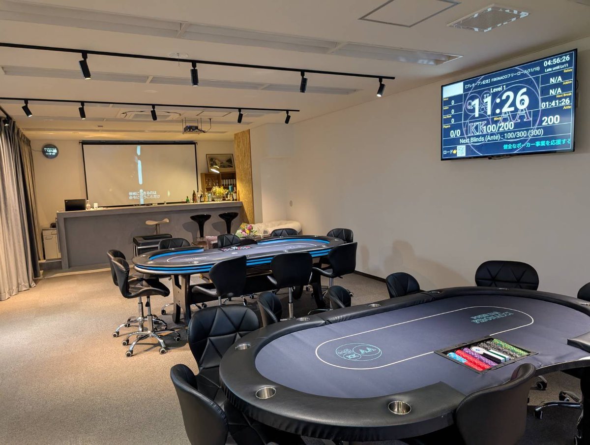kisarazu_poker's tweet photo. 💐Amusement Poker Bar FIBONACCI💐

営業時間⏰ 16:00〜24:00

初めての方でも安心‼️
無料の初心者講習🔰も毎日開催‼️

2種類のリングゲームやトーナメントを毎日開催中🚨

初めての方からベテランの方まで幅広く楽しめる空間です✨

お酒🥃の種類も豊富なのでバー利用も大歓迎‼️ https://t.co/Za3Cv3JEfk