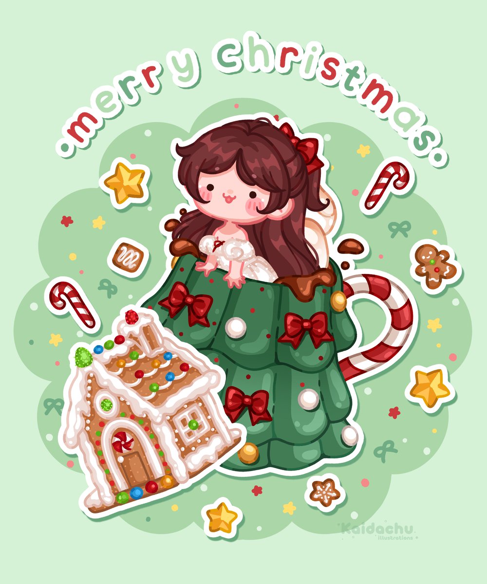 Kaidachu's tweet image. Merry Christmas! 🎄💖

A little pile of festive art I made this month!