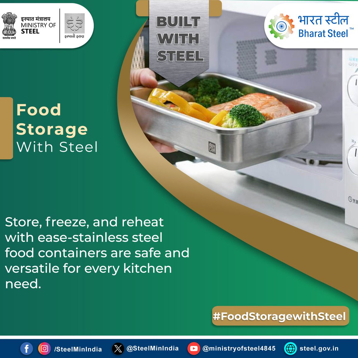 SteelMinIndia's tweet photo. From fridge to microwave to oven, stainless steel containers do it all! Safe, durable, and perfect for storing and reheating your meals. 🍴
#MicrowaveSafe #StainlessSteel #KitchenEssentials #BuiltWithSteel https://t.co/kSiEtWqx3B