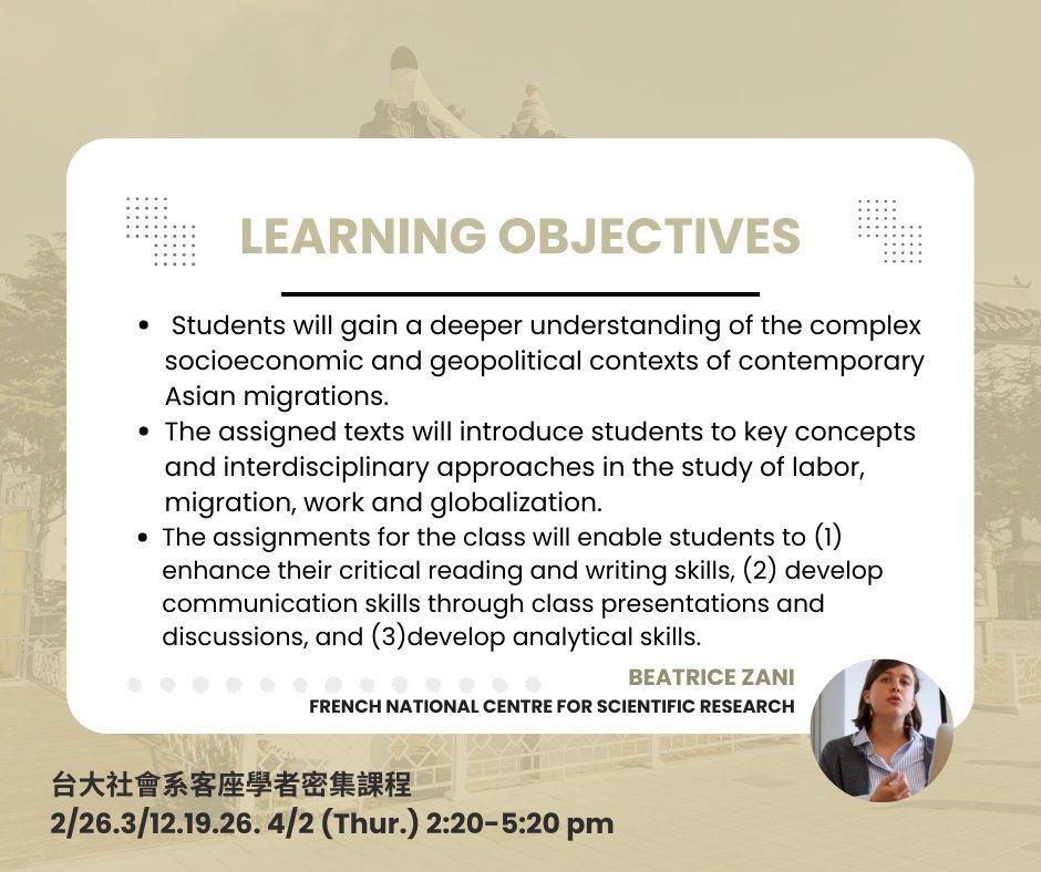 🚨 New Course Alert! NTU Sociology is excited to welcome Dr