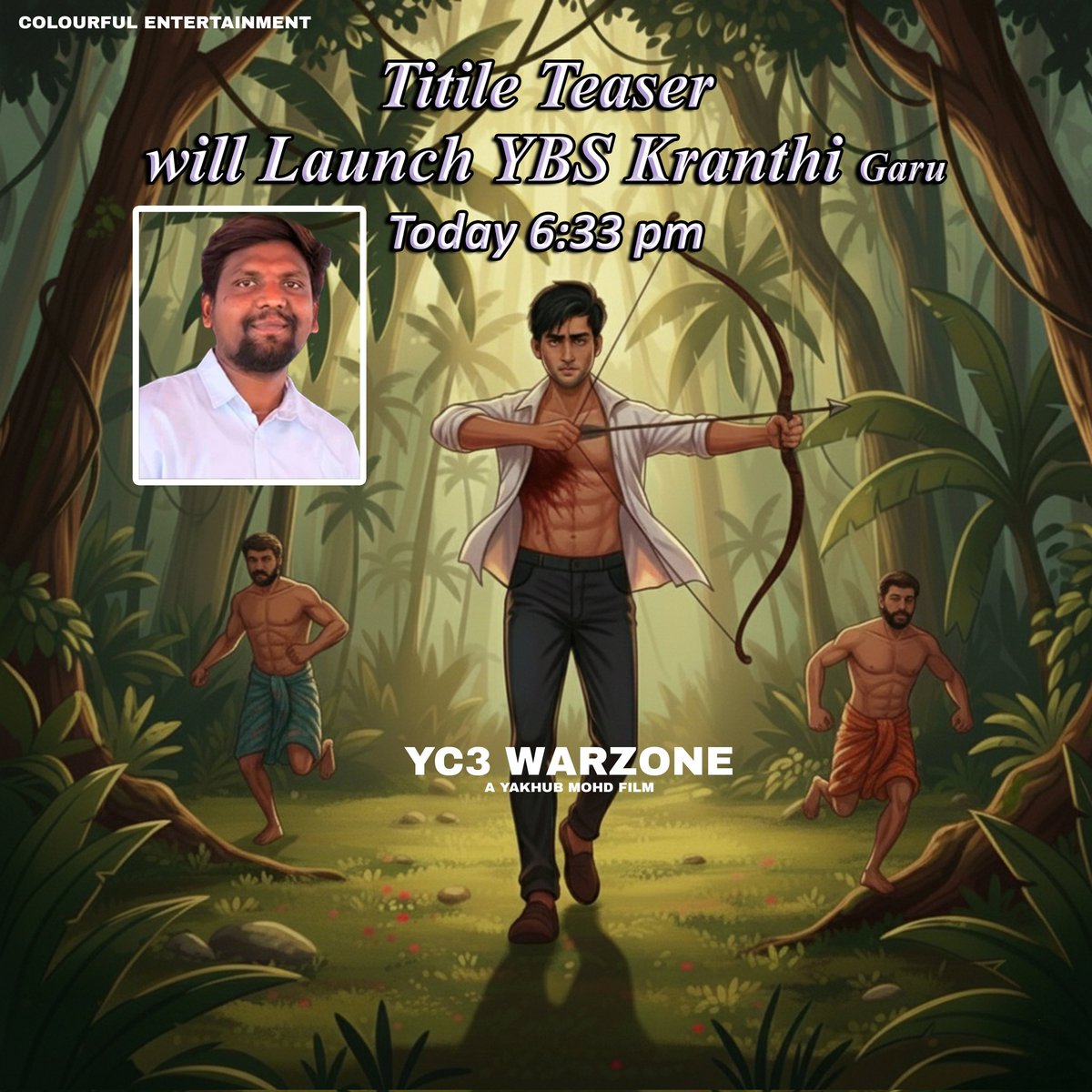 A Highly inflammable #YC3WarZone title teaser will launch YBS KRANTHI Garu Today at 6:33 PM.🔥
<a href="/mohd_yakhub/">Yakhub Mohd</a>