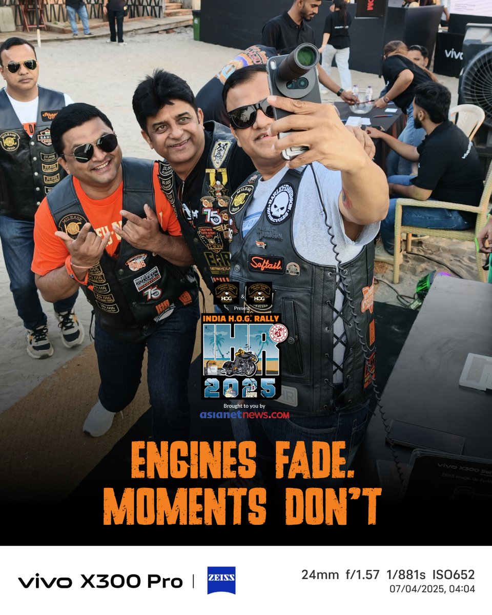 AsianetNewsSN's tweet photo. Epic rides. Iconic memories. Every highlight of the India H.O.G.™ Rally 2025 captured on the vivo X300 Series

#IHR2025 #Asianetnews #HarleyDavidsonIndia #RideToGoa #BrotherhoodOnWheels #FreedomToRide #HarleyDavidson #HarleyOwnersGroup #Goa 

@Vivo_India https://t.co/lgnKMovwFP