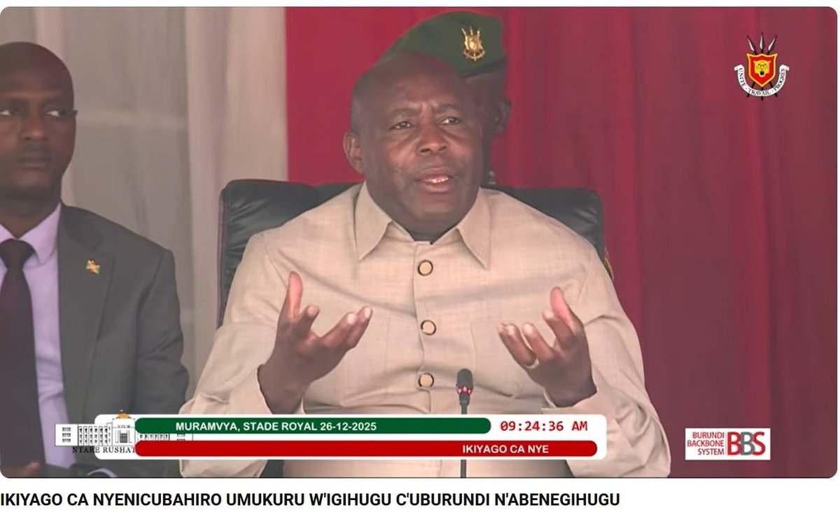 MAEBurundi's tweet photo. #Ikiyago catangujwe n'indamutsi y'Umukuru w'igihugu ku #Barundi bose abipfuriza Noheri nziza no kuzorangiza umwaka mu mahoro mu ngo zabo, @Edbiziman , @samuelniy , @Gatoni_RG , @NtareHouse https://t.co/b8dkssJVrd
