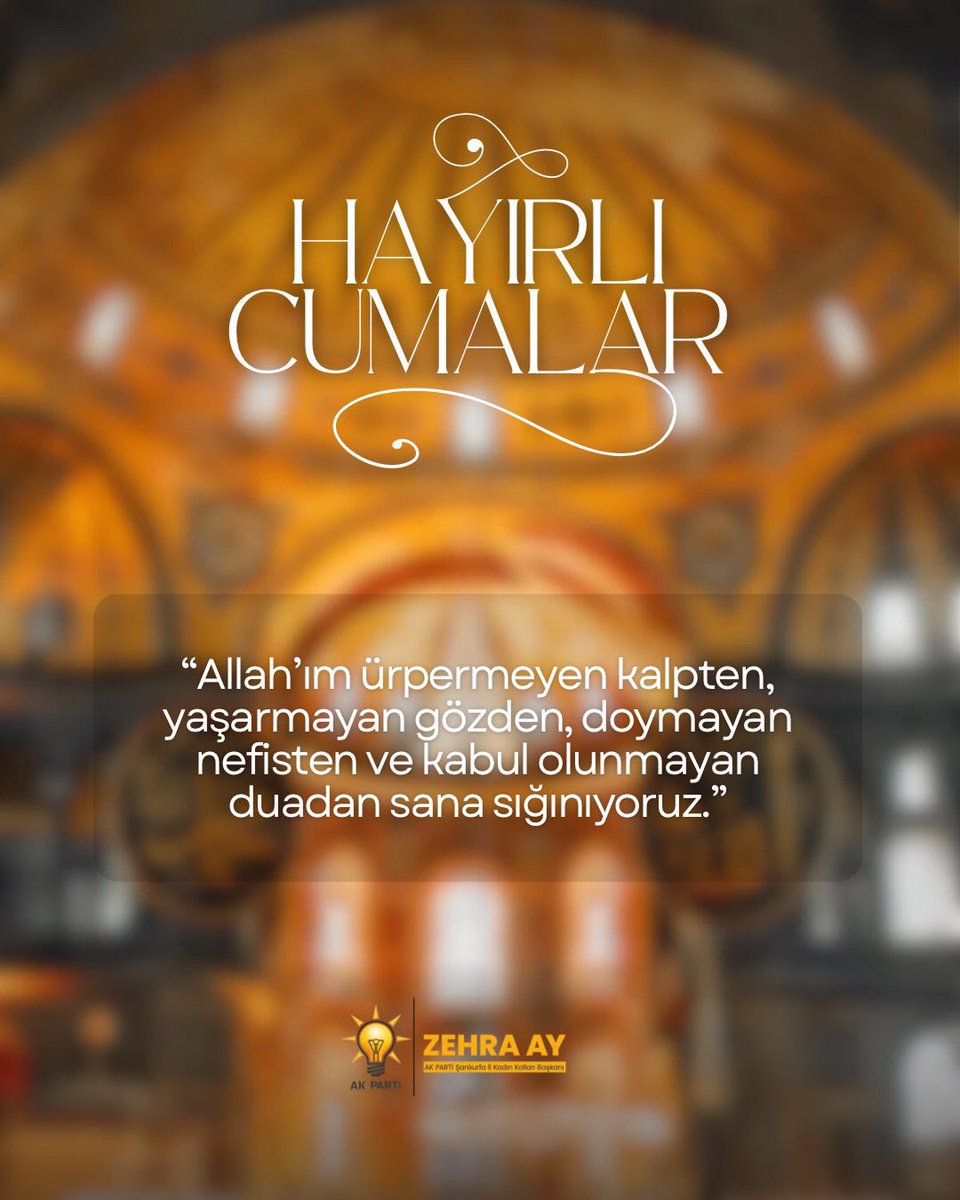 Allah’ım; ürpermeyen kalpten, yaşarmayan gözden, doymayan nefisten ve kabul olunmayan duadan Sana sığınırız.

Hayırlı cumalar 🤲