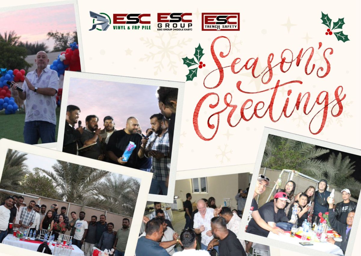ESCTrenchSafety's tweet photo. On behalf of ESC, we extend our warmest wishes to you and your loved ones this holiday season. We value the trust and partnership you have placed in us, and we look forward to achieving greater milestones together.

— ESC Group Middle East https://t.co/oo3RkbDPin