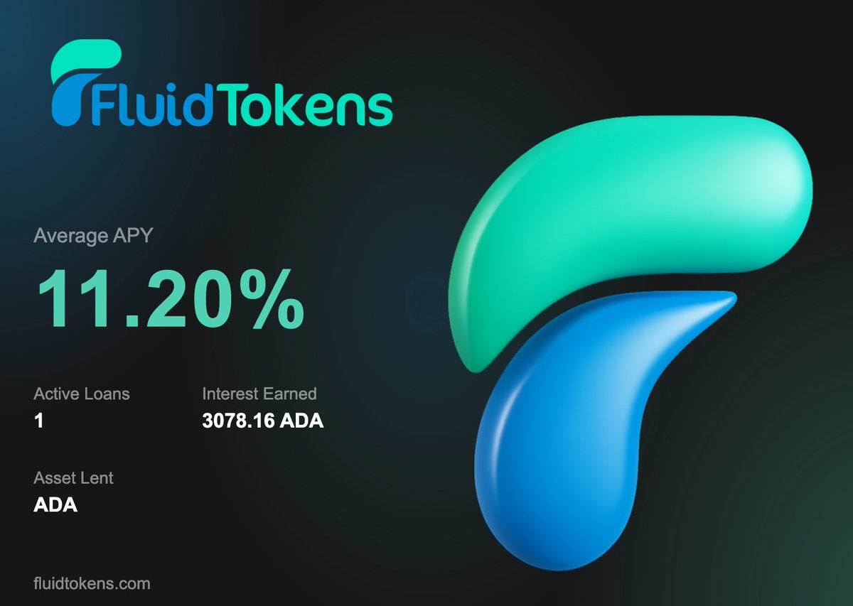 Best place to lend ada on cardano is at <a href="/FluidTokens/">FluidTokens</a> you ask why? Tell me which other lending dapp on cardano gives you that much of an interest? 😎