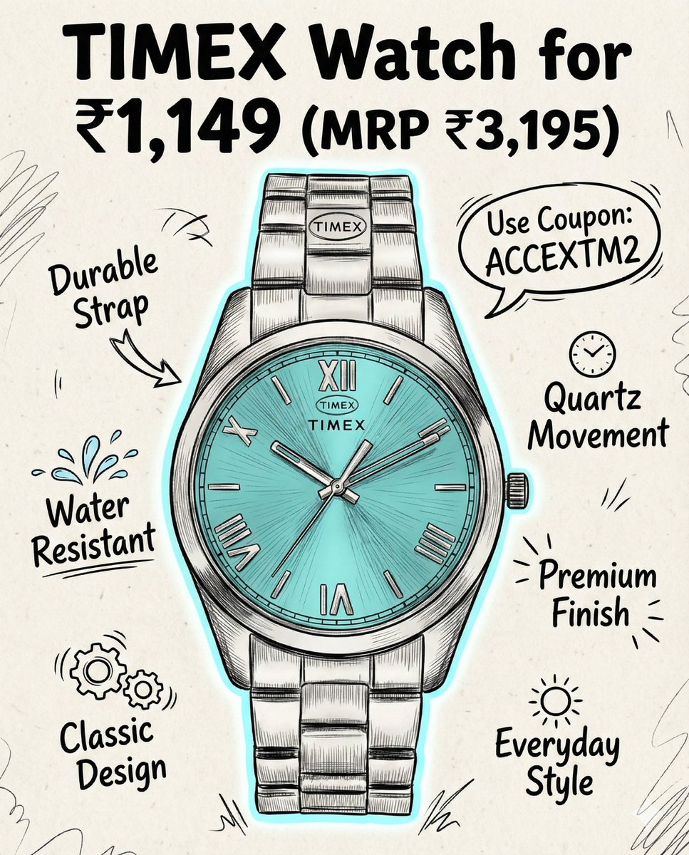onlylootdeals's tweet image. Timex Watch For ₹1,149 ( MRP ₹3,195 )

whatsapp.com/channel/0029Va…

#DealAlert #DealsTodayIndia #watch