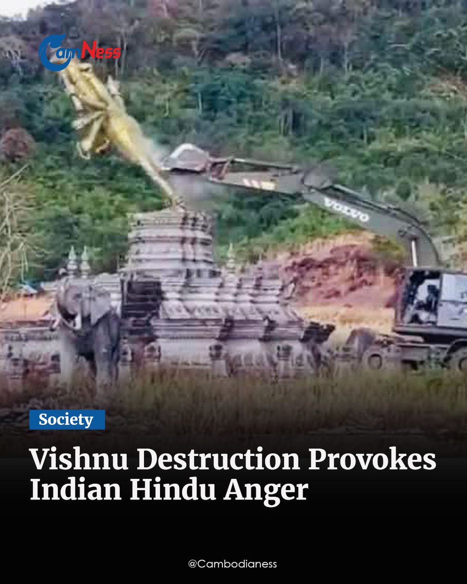 TTNEnglish's tweet photo. Thailand faces the fury of India’s 1.2 billion Hindus and domestic criticism after a video of its military destroying a Vishnu statue inside Cambodia was shared worldwide.

Read more: https://t.co/qdaThoWRnQ https://t.co/WrsiorkHp1